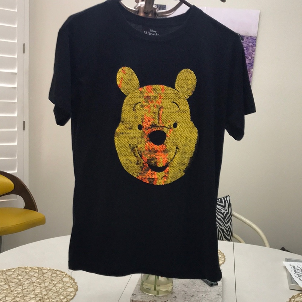 Disney Winnie the Pooh Black Tee with Yellow Graphic